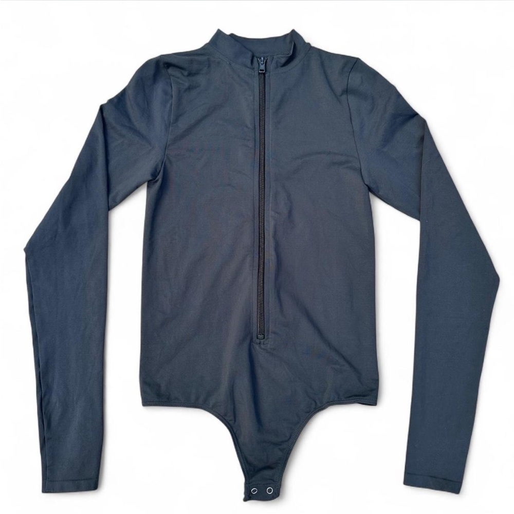 SKIM *NWT SOFT SMOOTHING SEAMLESS ZIP UP LONG SLEEVE BODYSUIT | COLOR: CYPRESS